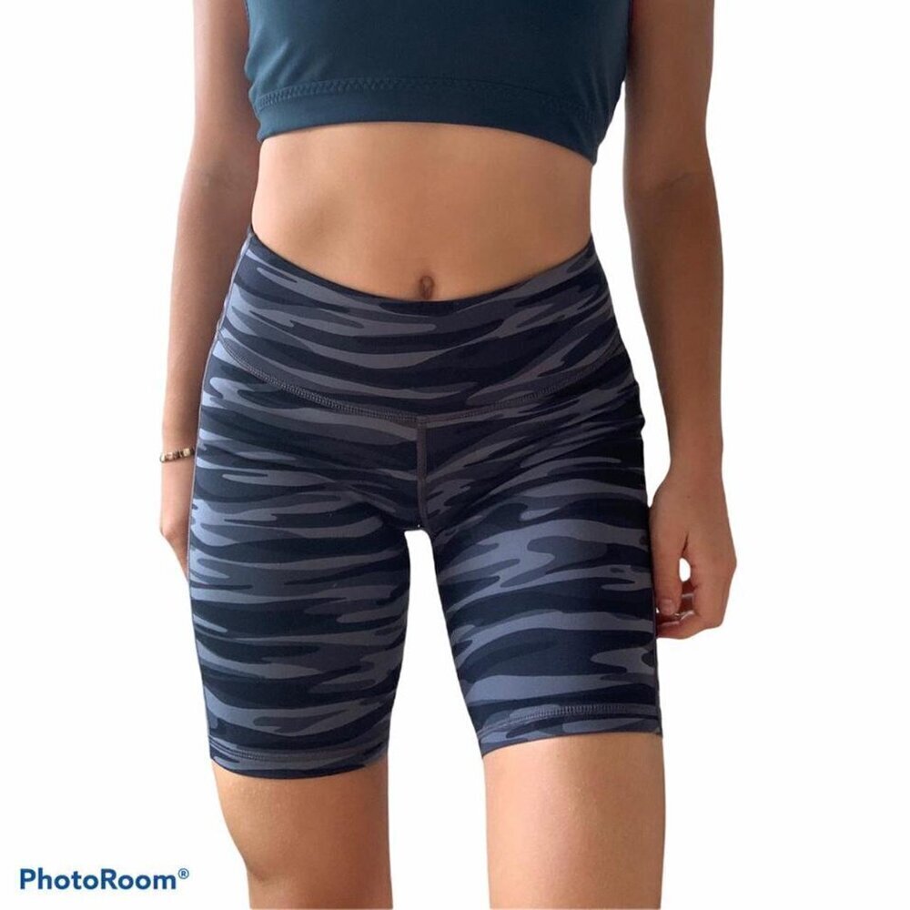 Black Army Print Biker Shorts